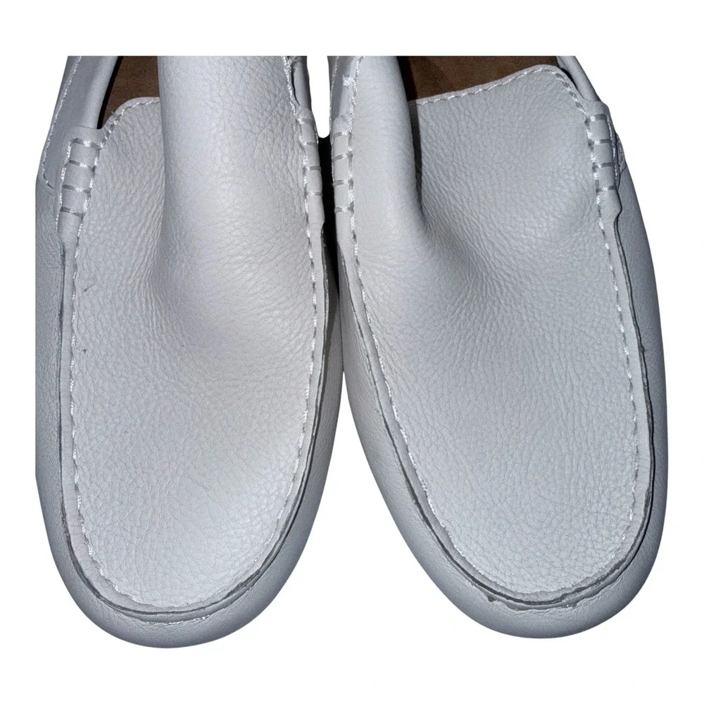 Born Mens Size 10 Medium Width White Leather Allan Slip On‎ Driving Loafer